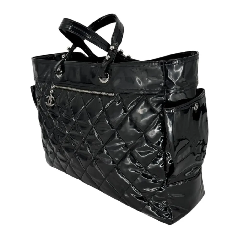 Chanel Paris-Biarritz XL Tote in Black Patent Vinyl
